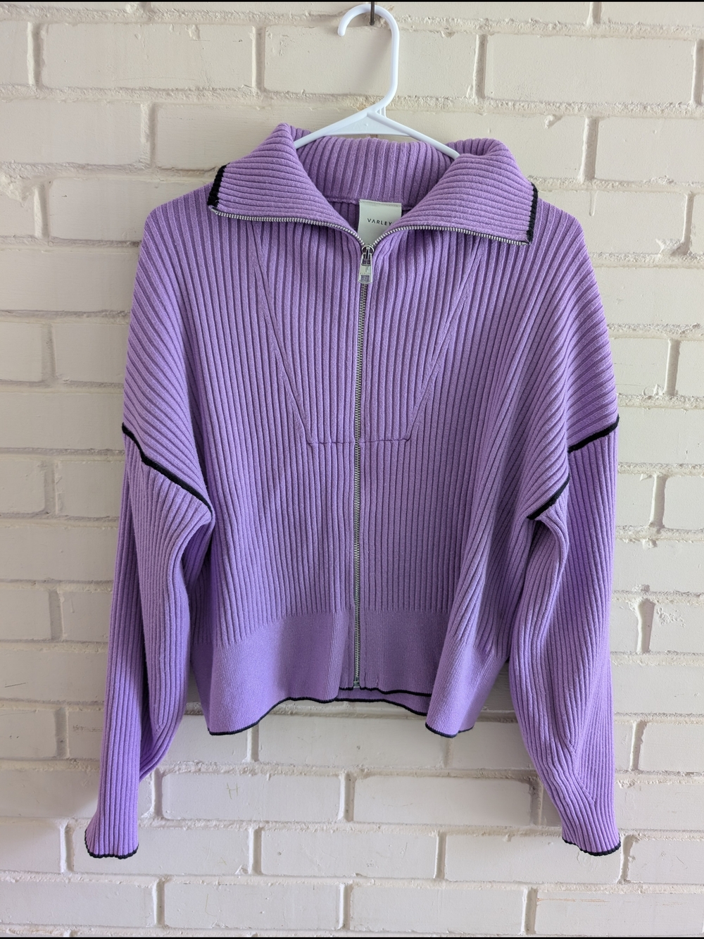 Varley M Carmen Zip Through Rib Knit Jacket Mauve Smoke Purple